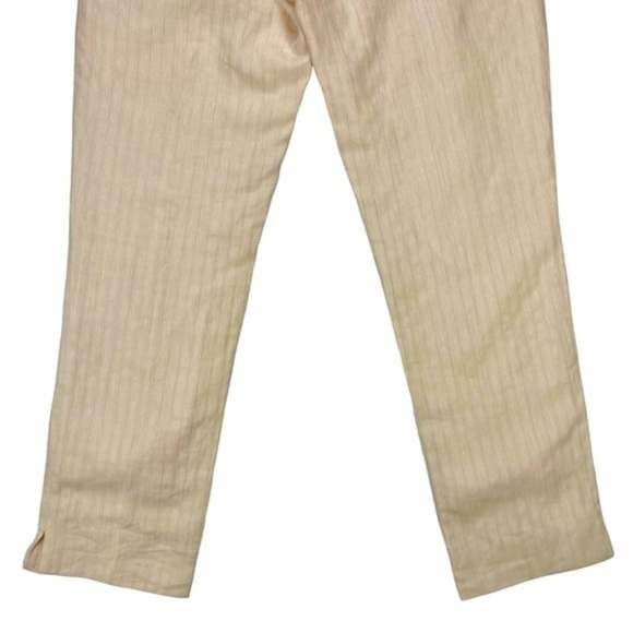 Merona Womens Size 10 100% Linen Split Hem Cream Light Sheen Trouser Pants - Picture 7 of 11